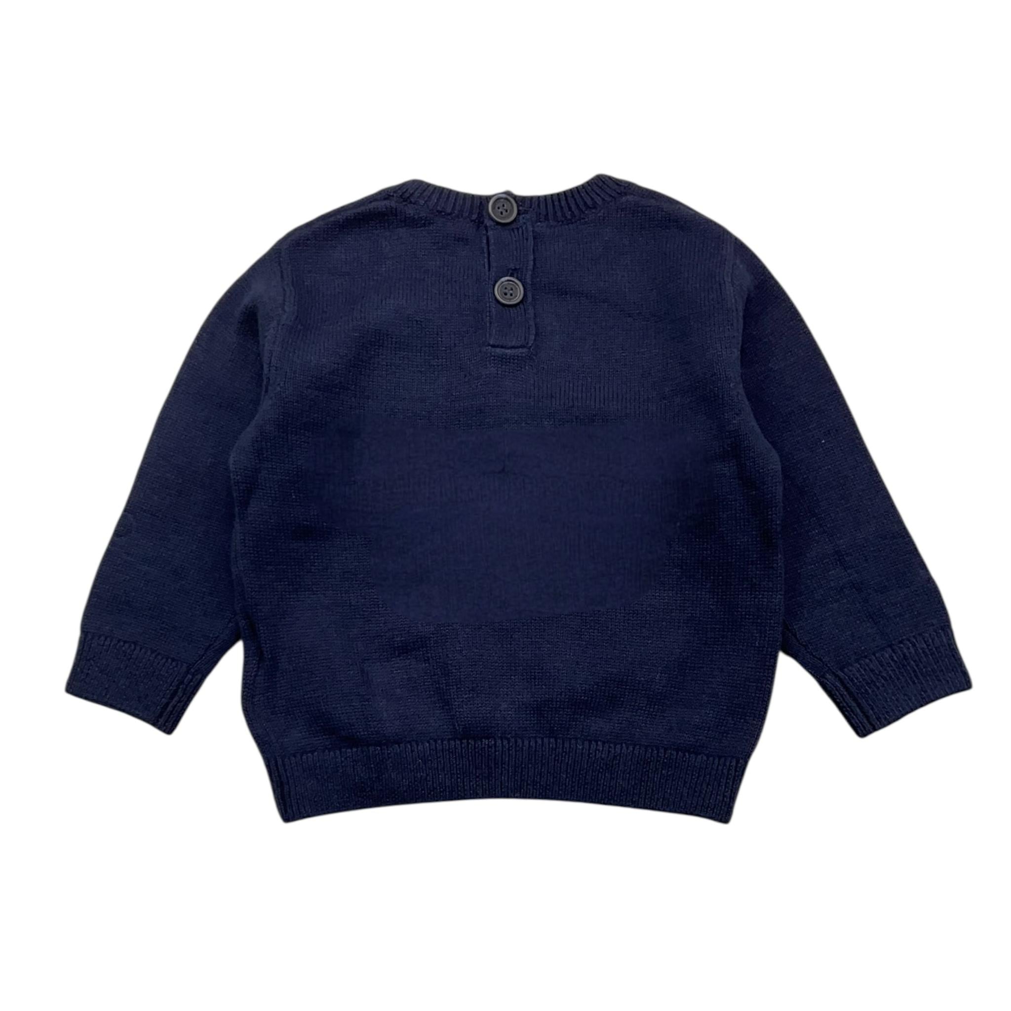 MINI BANDA maglia tinta unita girocollo con stampa Blu per Neonato 37604 BLU MINI BANDA 