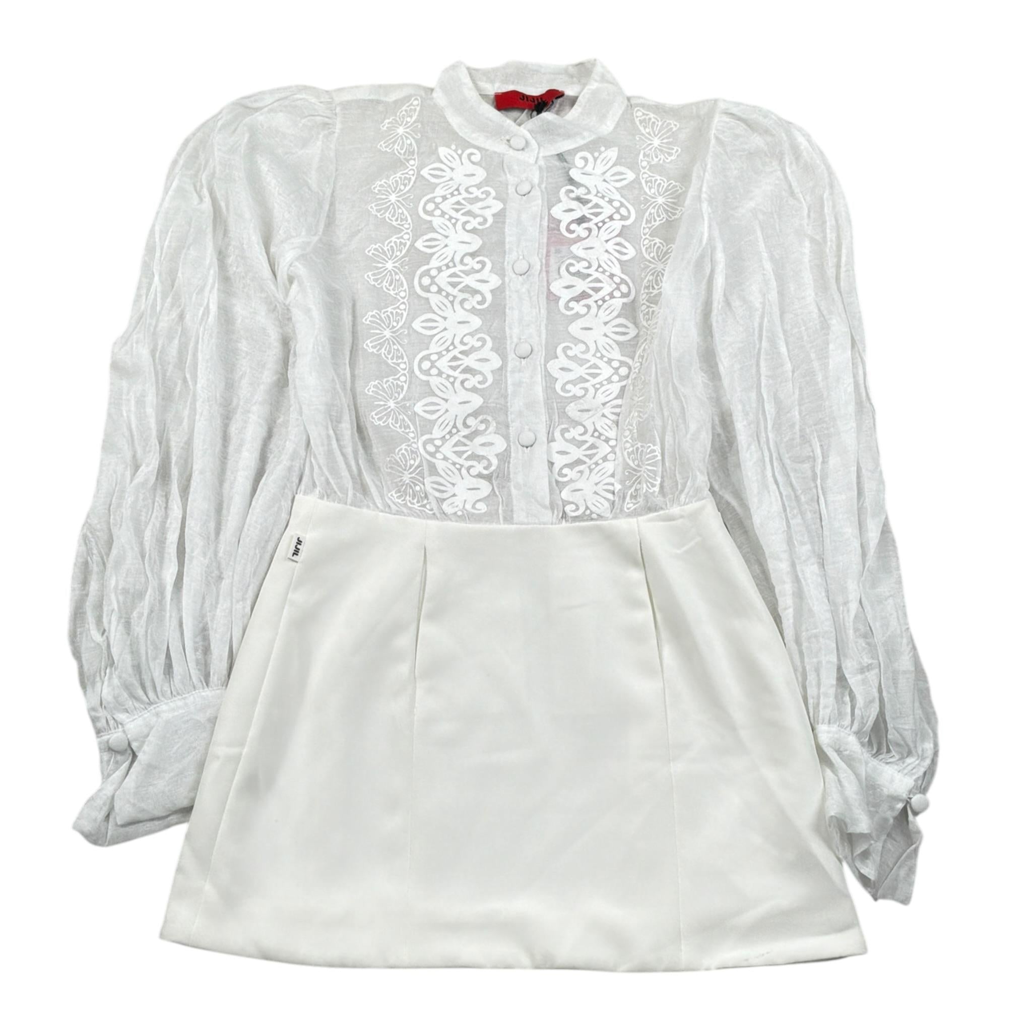 Jijil Abito tinta unita con Ricami Bianco per Bambina JJE23AB080 BIANCO JIJIL 