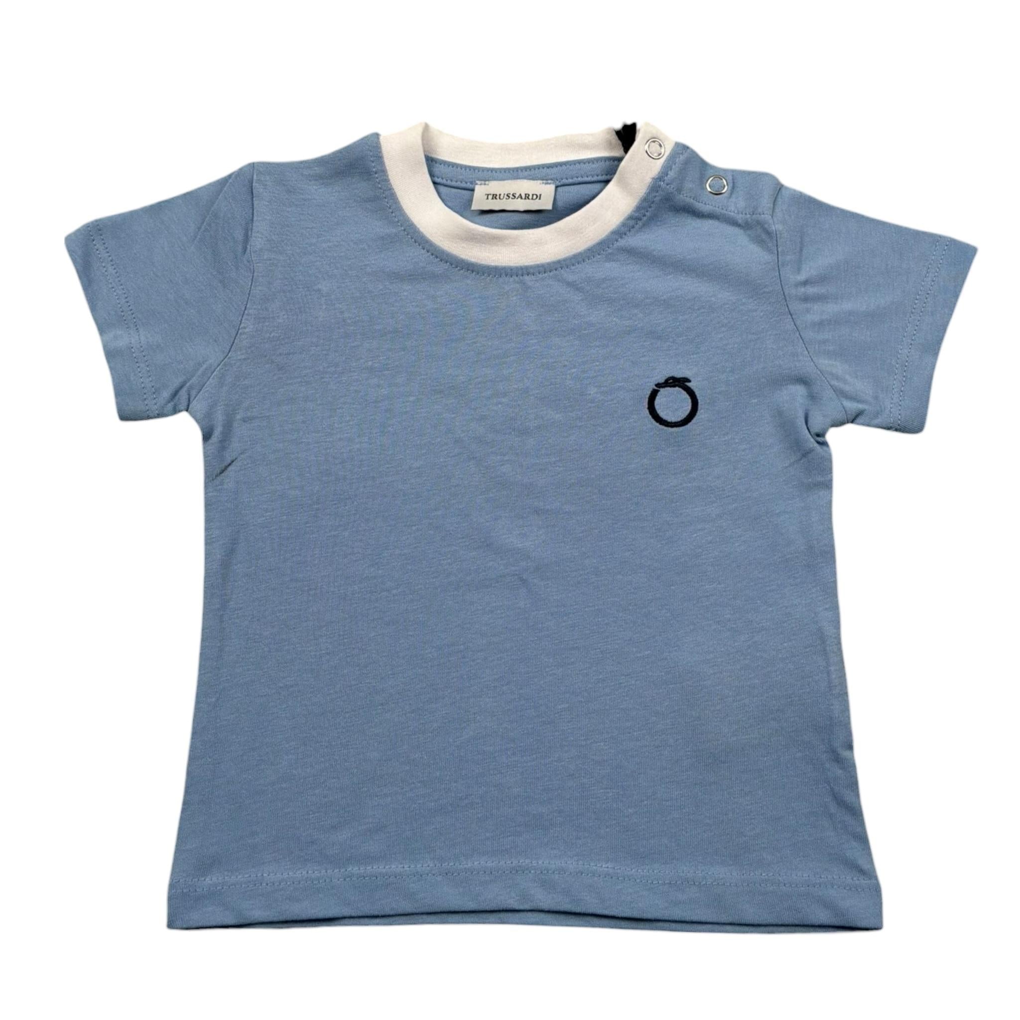 Trussardi T-Shirt Tinta Unita con Stampa per Neonato TIP25045TSX AZZURRO TRUSSARDI 