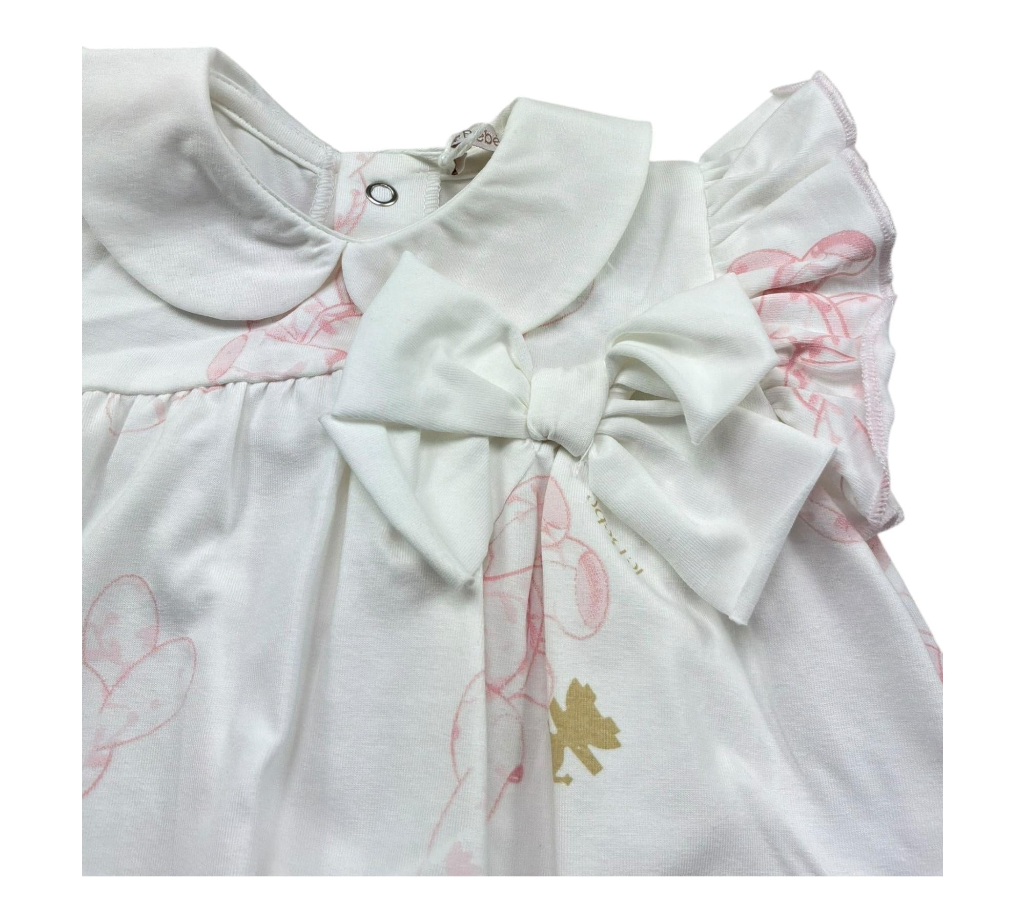Le Bebe Pagliaccetto Mezza Manica Tinta Unita con Stampe per Neonata LBG6290 BIANCO LE BEBE 