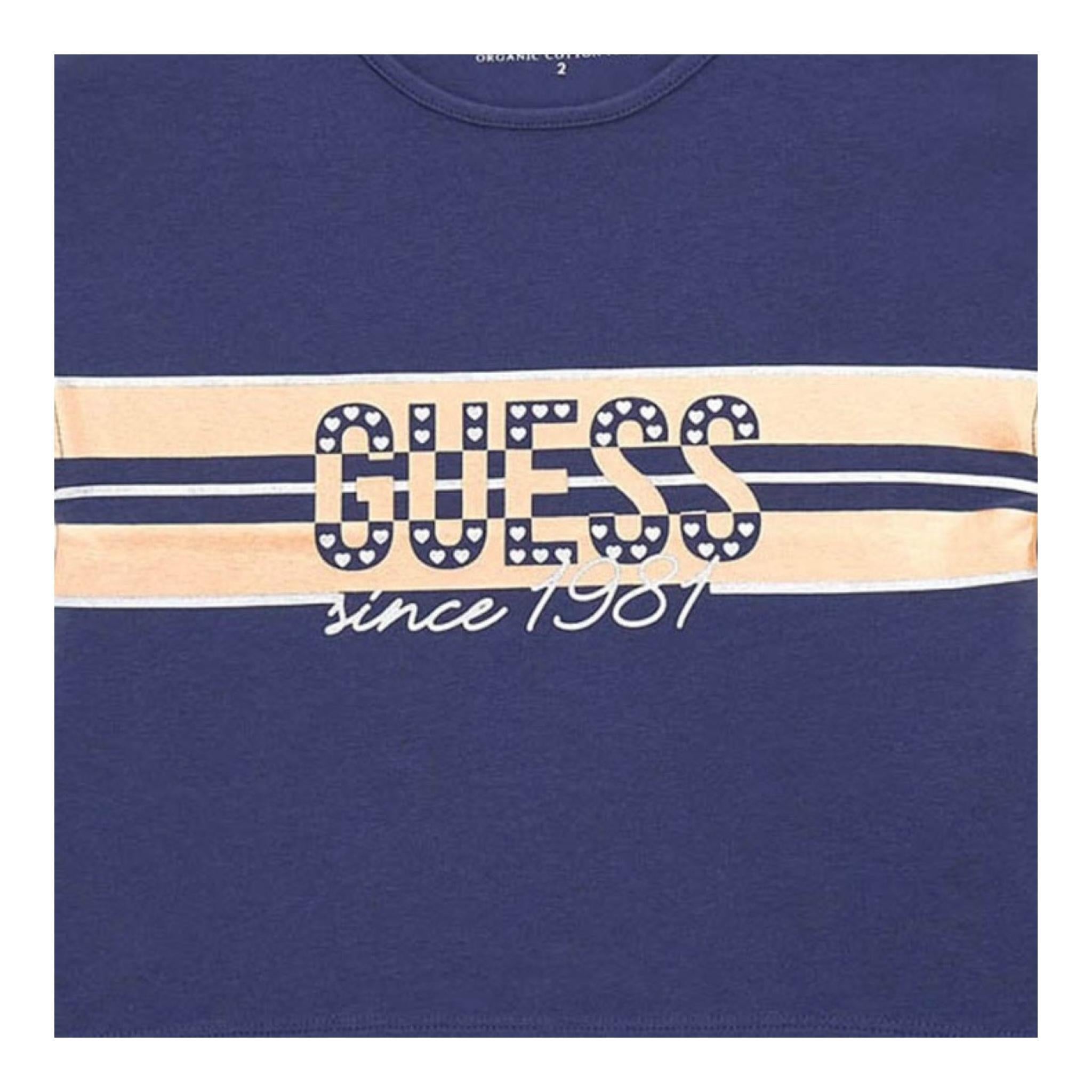 Guess T-Shirt Tinta Unita Girocollo con Stampa per Neonata K4GI01K6YW4 BLU GUESS 