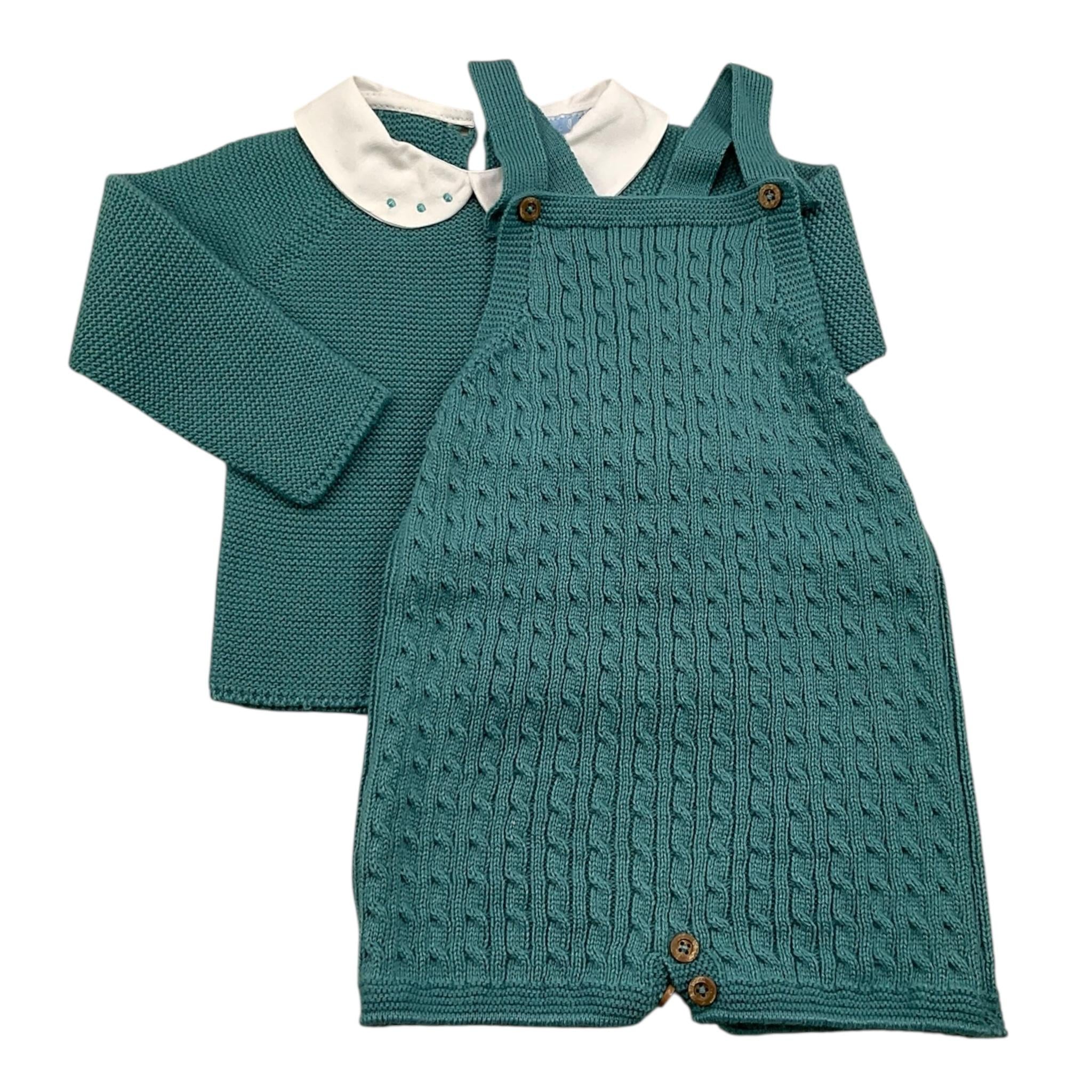 MAC ILUSIO'N completo 2pz tinta unita salopette-maglia Verde per Neonata 9455X VERDE MAC ILUSIO'N 