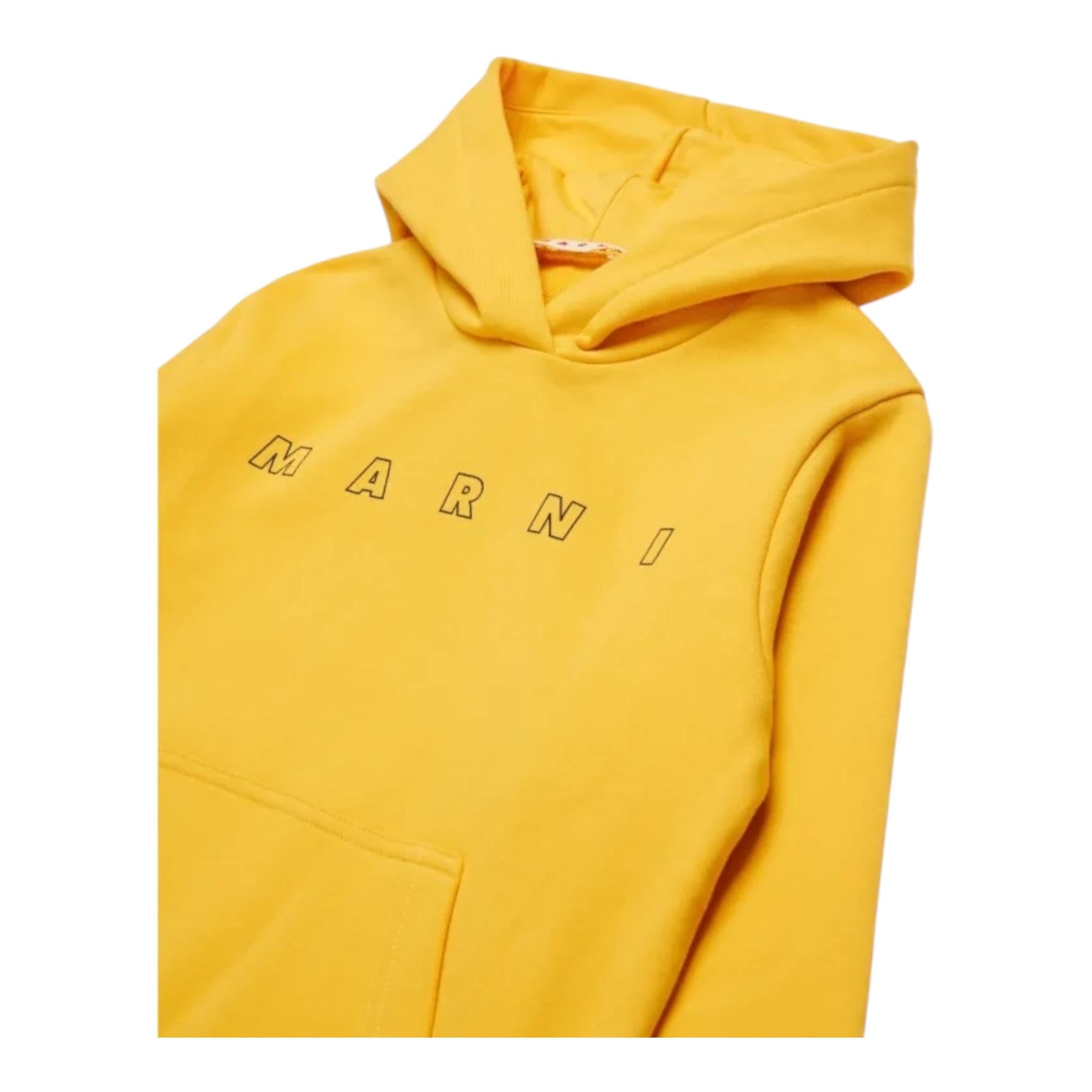 Marni Felpa Chiusa con Cappuccio Tinta Unita con Logo per Bambino M01407 GIALLO MARNI 