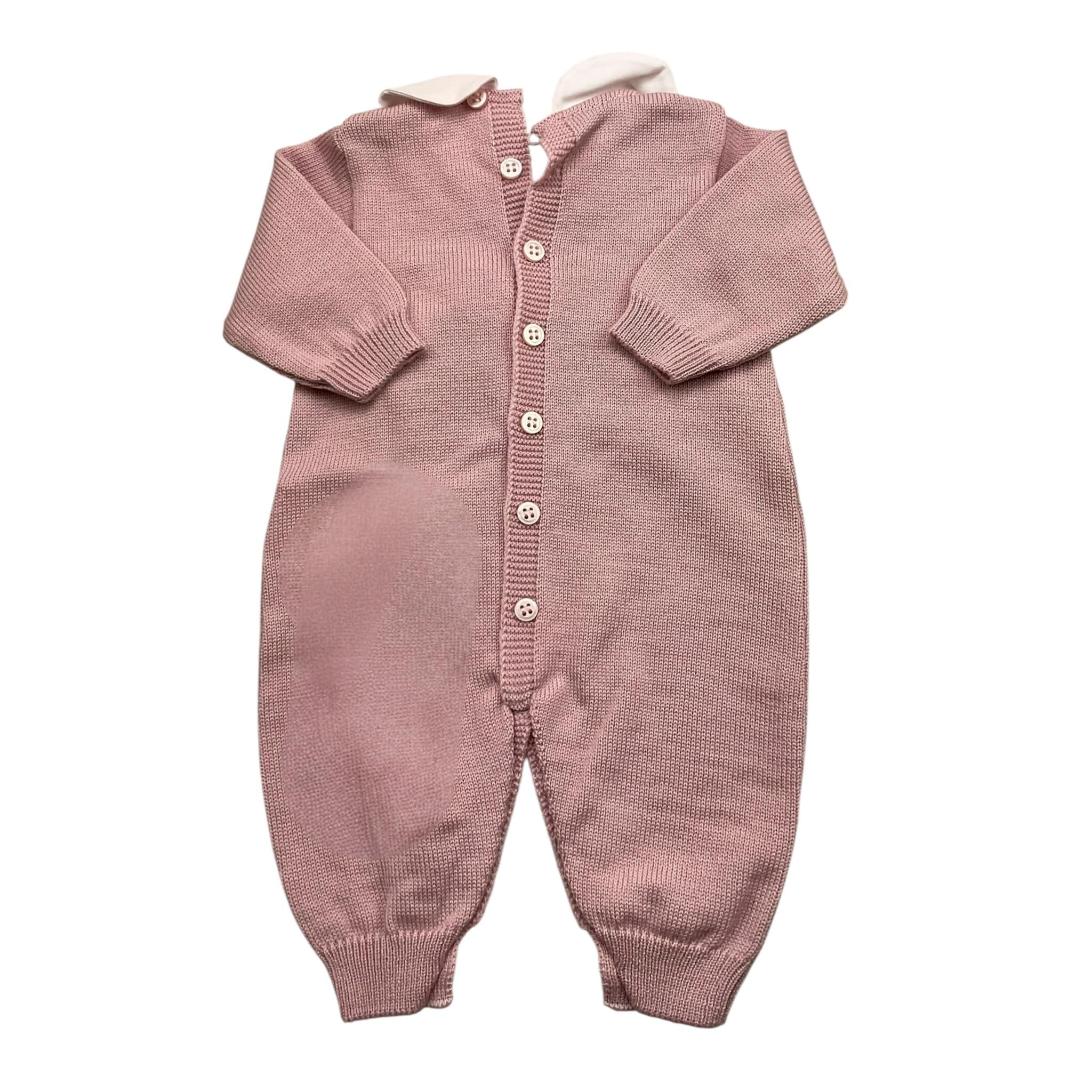 MARLU' tutina tinta unita con stampa e colletto Rosa per Neonata IB1110 ROSA MARLU' 