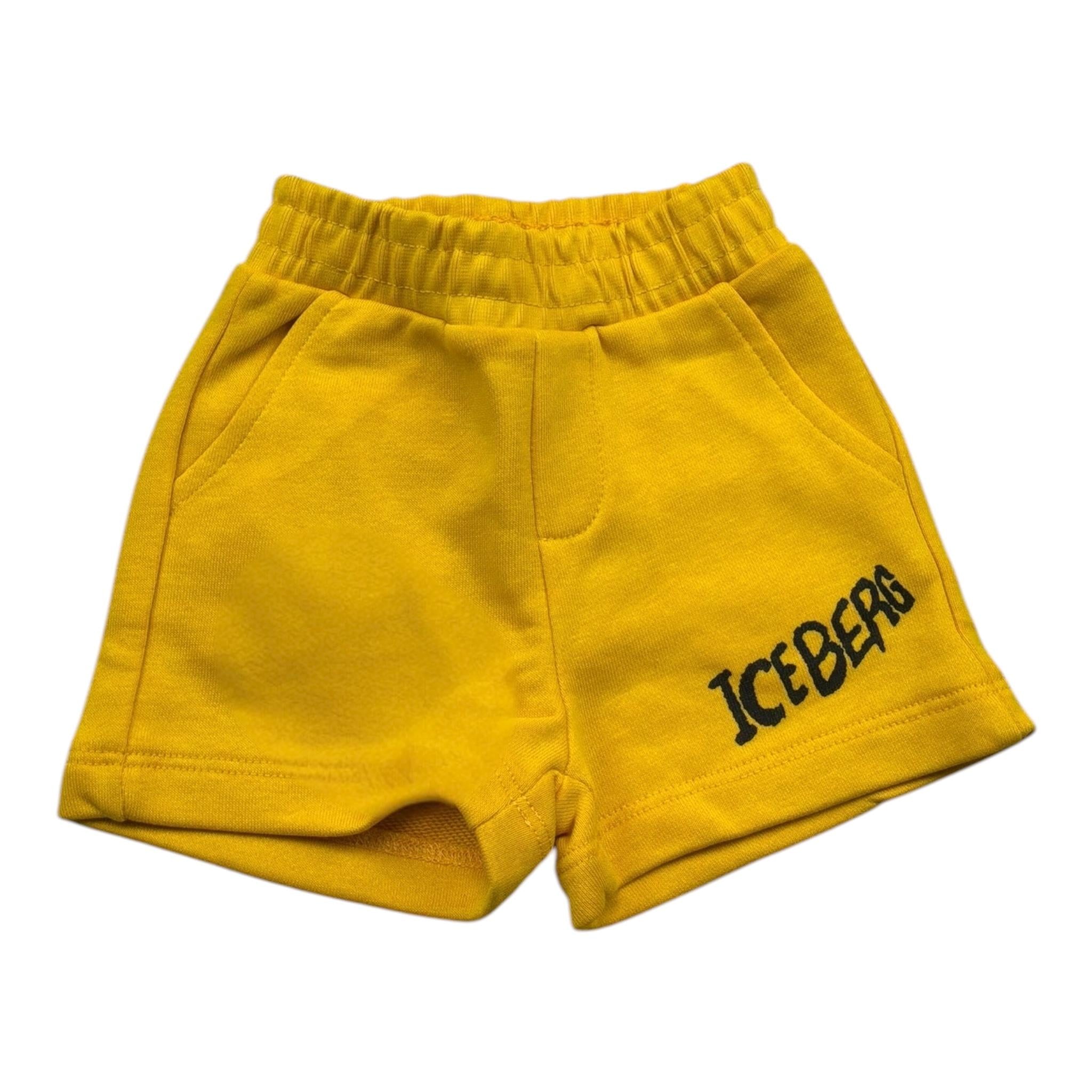 Iceberg Bermuda Felpa Tinta Unita con Stampa per Neonato BFICE5110B GIALLO ICEBERG 