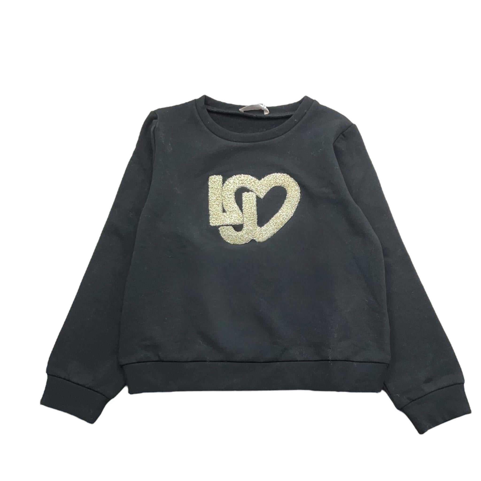 LIU JO felpa chiusa girocollo tint unita con stampa logo Nero per Bambina KF4025X NERO LIU JO 