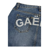 Gaelle Solid Color Denim Skirt with Blue Logo Print for Girls