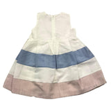 Barcellino Solid Color Sleeveless Dress With Contrast Bands White For Baby Girl