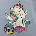 MOUSSE shirt girocollo tinta unita con stampa unicorno Azzurro per Bambina HKTL361WJ AZZURRO MOUSSE 