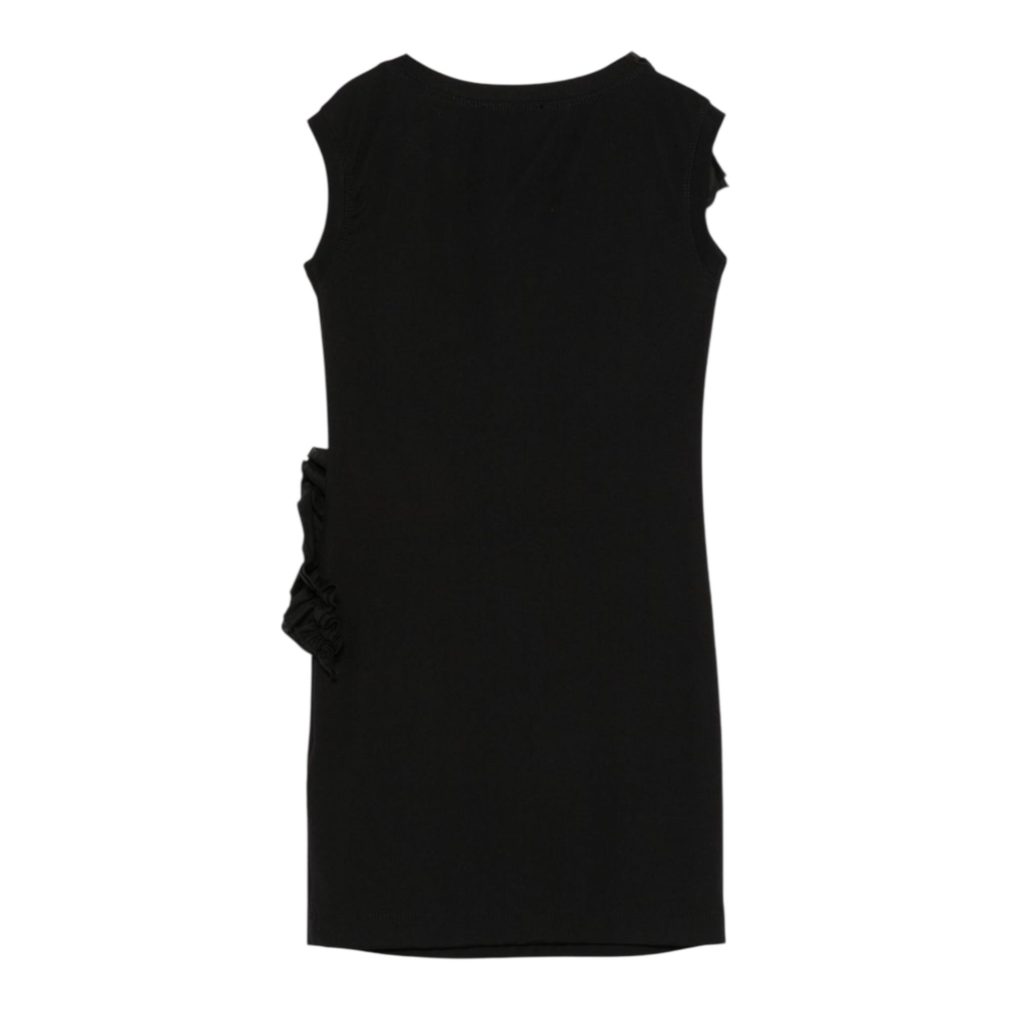 Monnalisa Abito Tinta Unita Giromanica con Balze per Bambina 17E905X NERO MONNALISA 