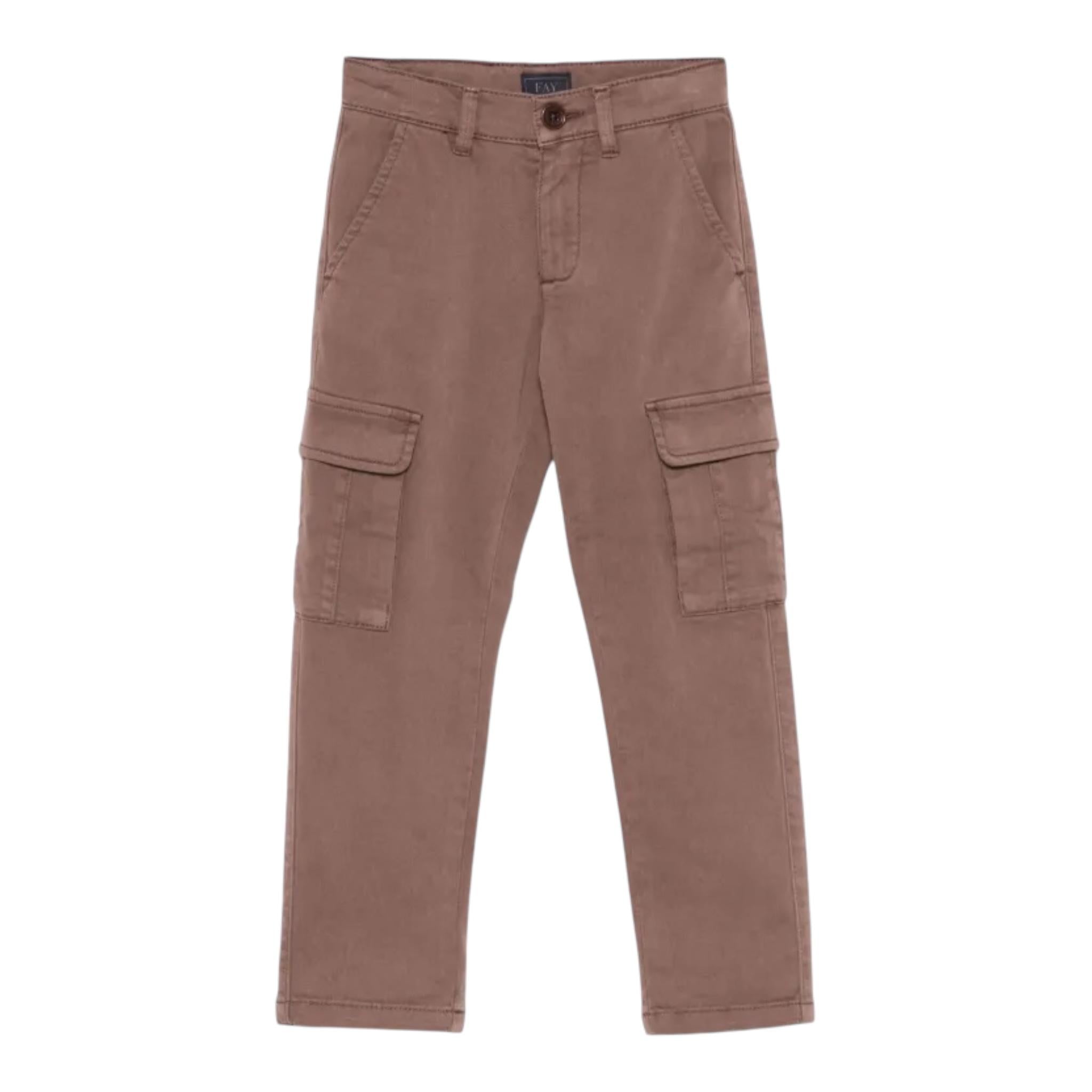 FAY pantalone tinta unita con tasconi Marrone per Bambino FVP20 MARRONE FAY 