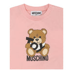 Moschino T-Shirt Girocollo Tinta Unita con Orso per Neonata MNM047L ROSA MOSCHINO 