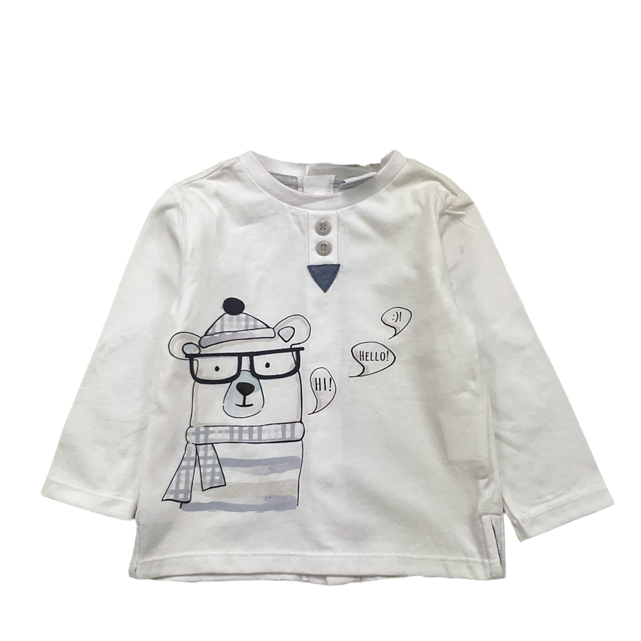 MINI BIRBA shirt girocollo tinta unita con stampa Bianco per Neonato 99540 BIANCO MINI BIRBA 