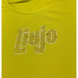 Liu Jo T-Shirt Girocollo Tinta Unita con Brillantini per Bambina GA5019 GIALLO FLUO LIU JO 