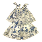 Miss Blumarine Solid Color Top-Skirt Set With Cream Pattern For Baby Girl