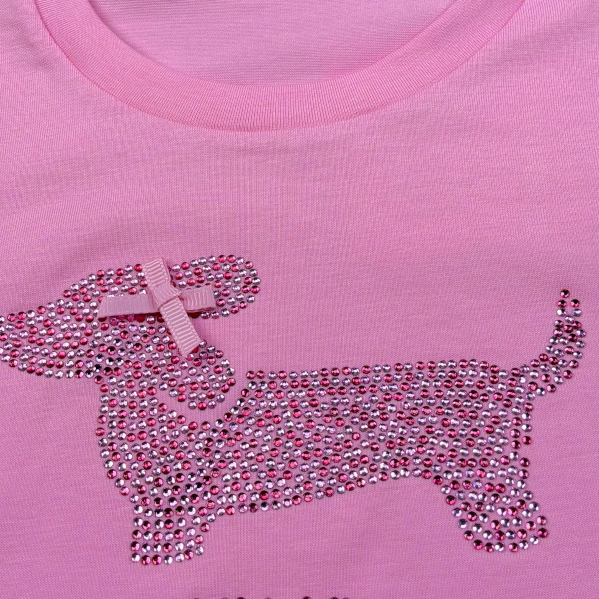 Liu Jo T-Shirt Girocollo tinta unita con Brillantini Rosa per Neonata KA5021XXX ROSA LIU JO 