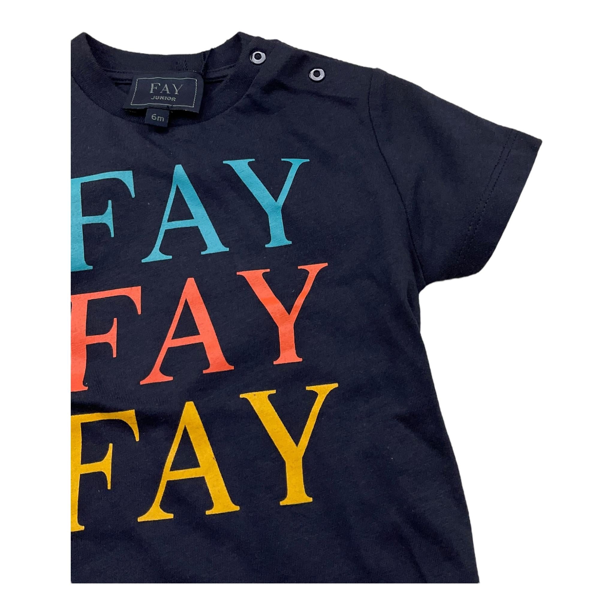 Fay T-Shirt Girocollo Tinta Unita con Loghi per Neonato 5Q8421 BLU FAY 