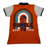 Emc Polo Half Sleeve Plain with Contrast Sleeves Orange for Boys