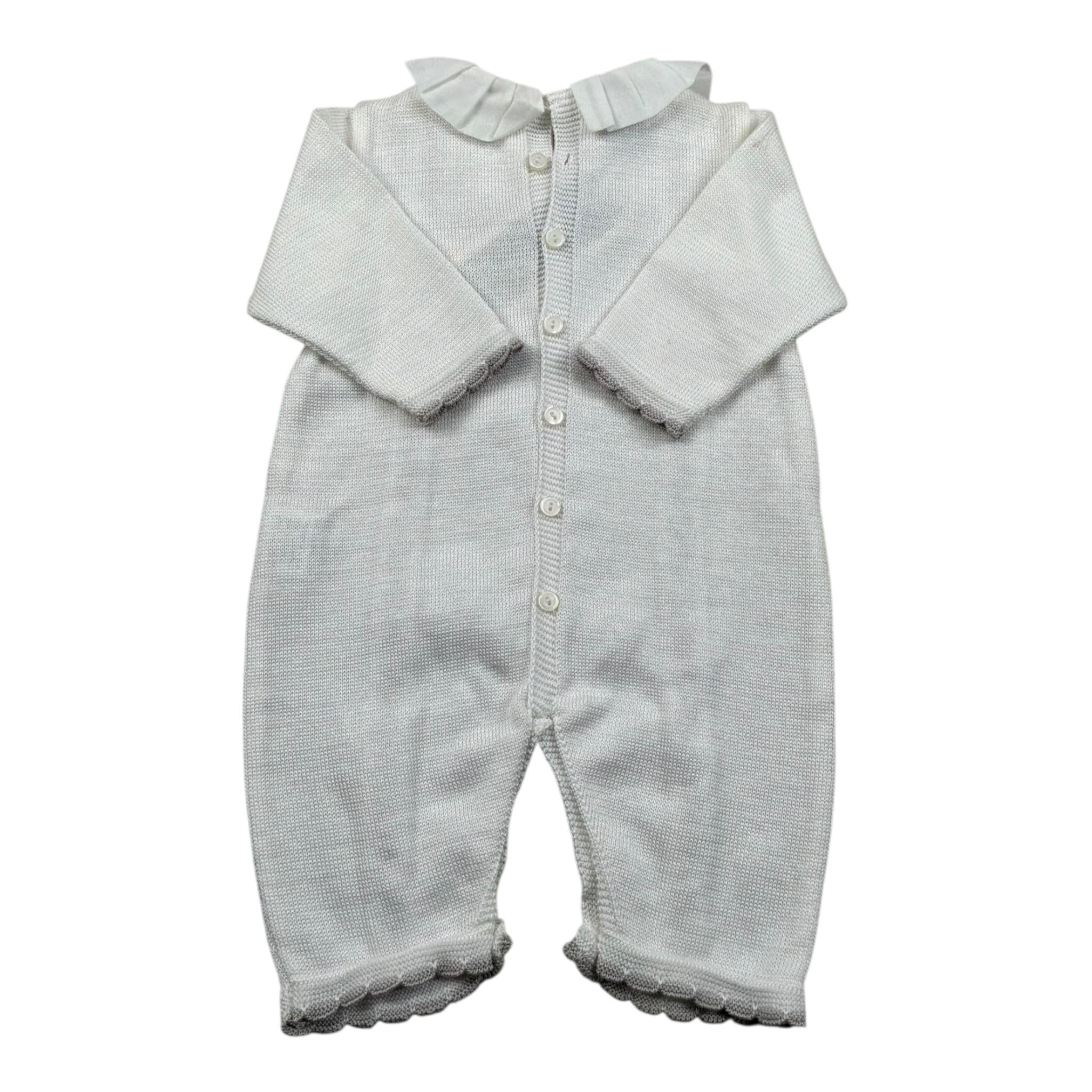 Marlu' Tutina Manica Lunga Tinta Unita con Ricami per Neonata EC2110 PANNA MARLU' 