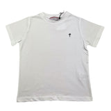 Cesare Paciotti Solid Color Crew Neck T-Shirt with White Logo Print for Kids