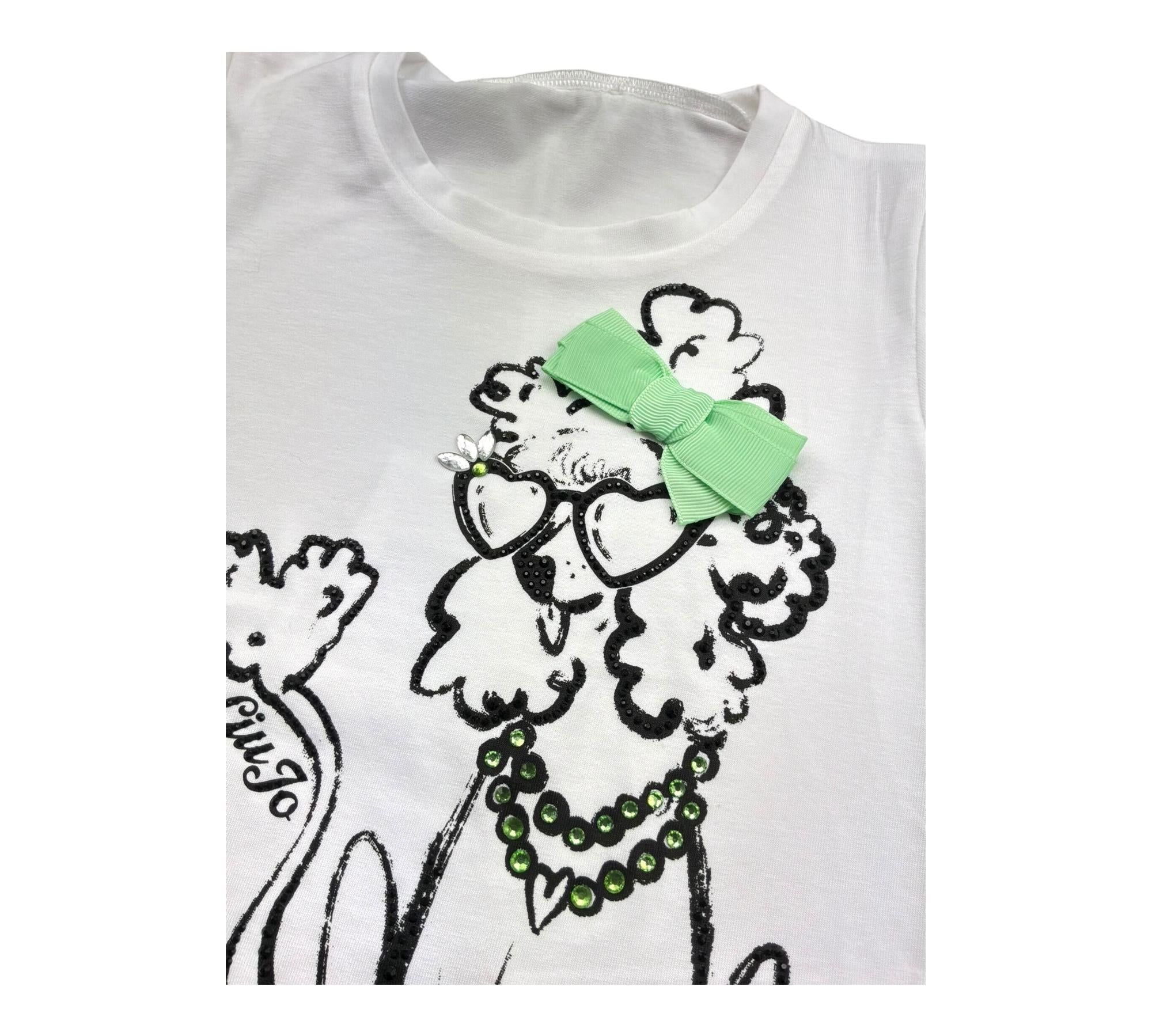 Liu Jo T-Shirt Girocollo Tinta Unita con Stampe per Neonata KA5082 BIANCO LIU JO 