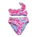 F**K Costume 2 Pezzi Fascia-Slip Tinta Unita con Fantasia per Bambina FJ230911 AZZURRO F**K 