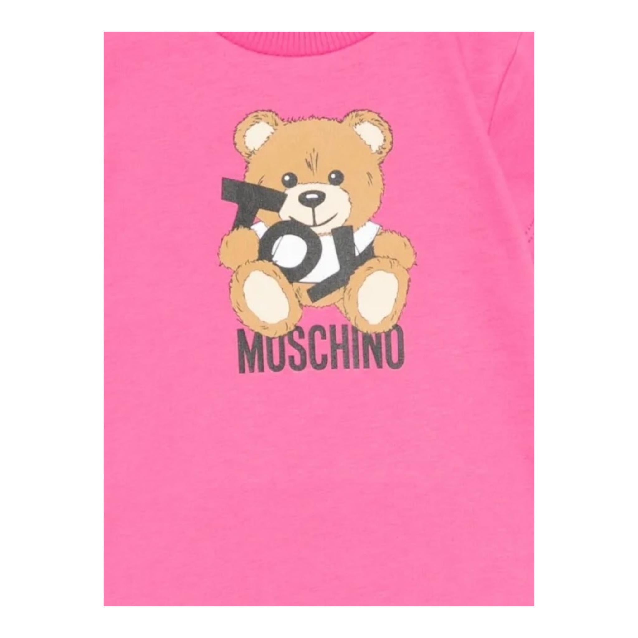 Moschino Abito Girocollo Tinta Unita con Stampa per Neonata MDV0C9XXXX FUXIA MOSCHINO 