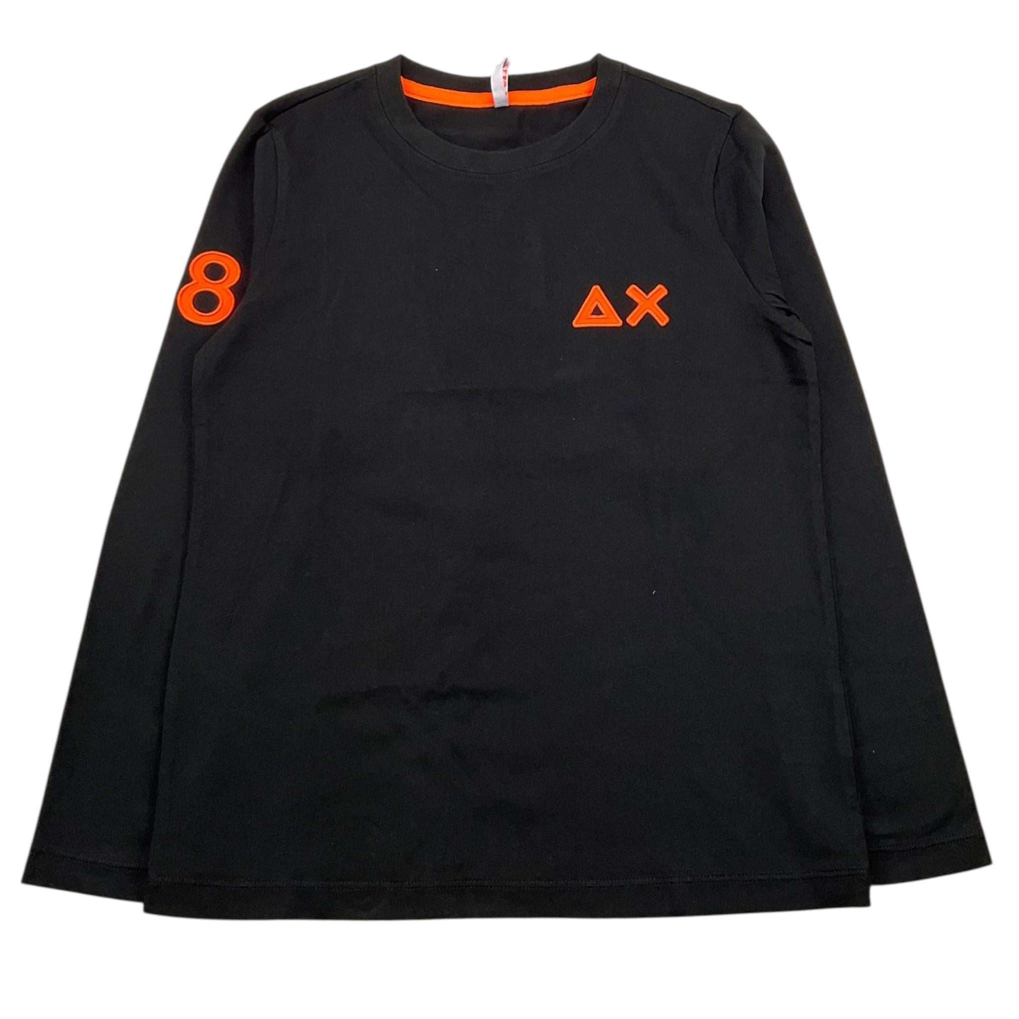 SUN68 shirt girocollo tinta unita con ricamo logo Nero per Bambino T44310 NERO SUN68 