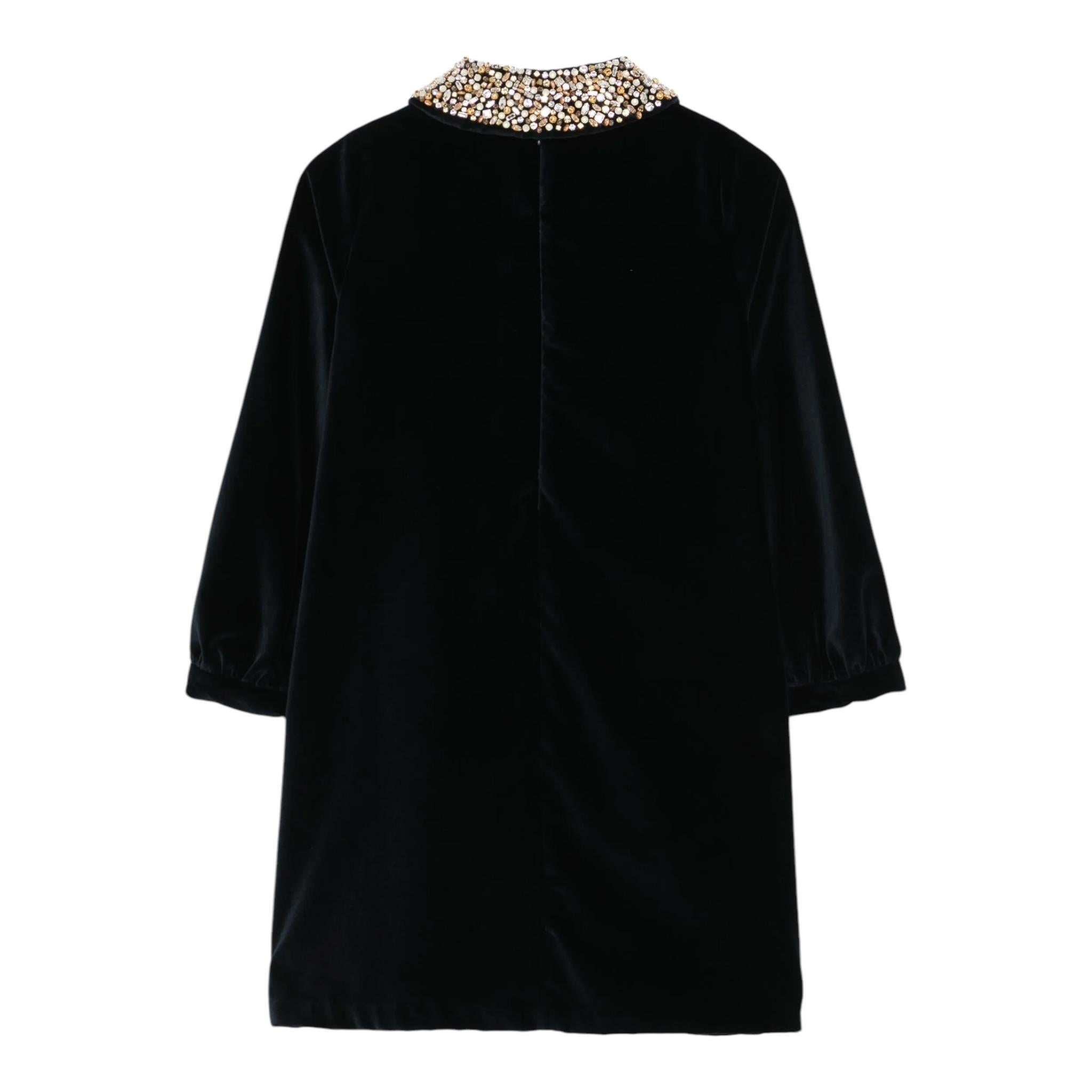 IL GUFO abito manica lunga tinta unita in velluto con collare Blu per Bambina A24VL595V0016J BLU IL GUFO 