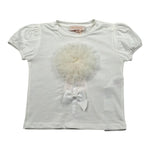 Please T-Shirt Girocollo Tinta Unita con Tulle per Neonata MB33030G73 BIANCO PLEASE 