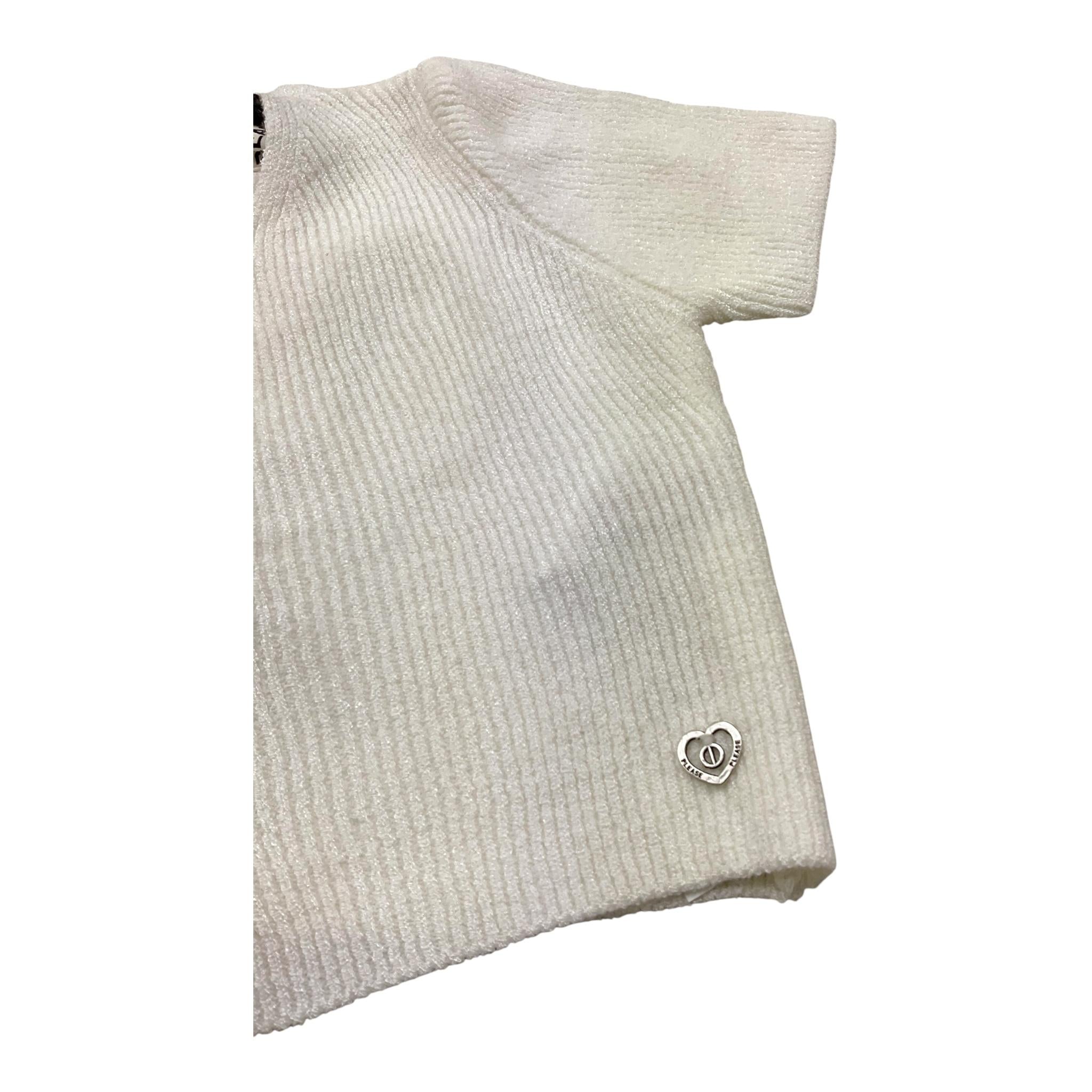 Please T-Shirt In Maglia Tinta Unita con Scollo Retro per Bambina NB16230G72 BIANCO PLEASE 