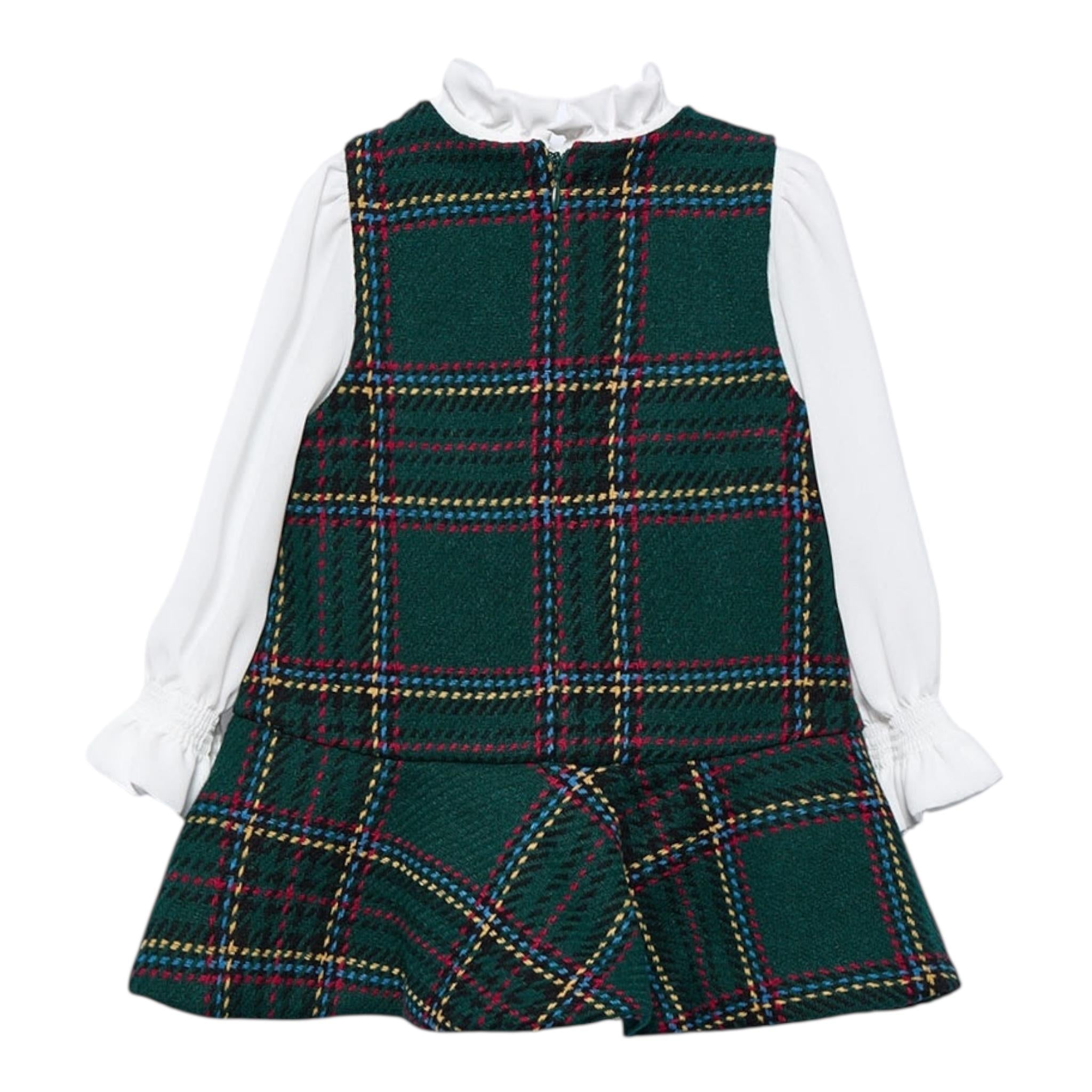 ABEL & LULA abito tinta unita con finta camicia Verde per Bambina 5527 VERDE ABEL & LULA 