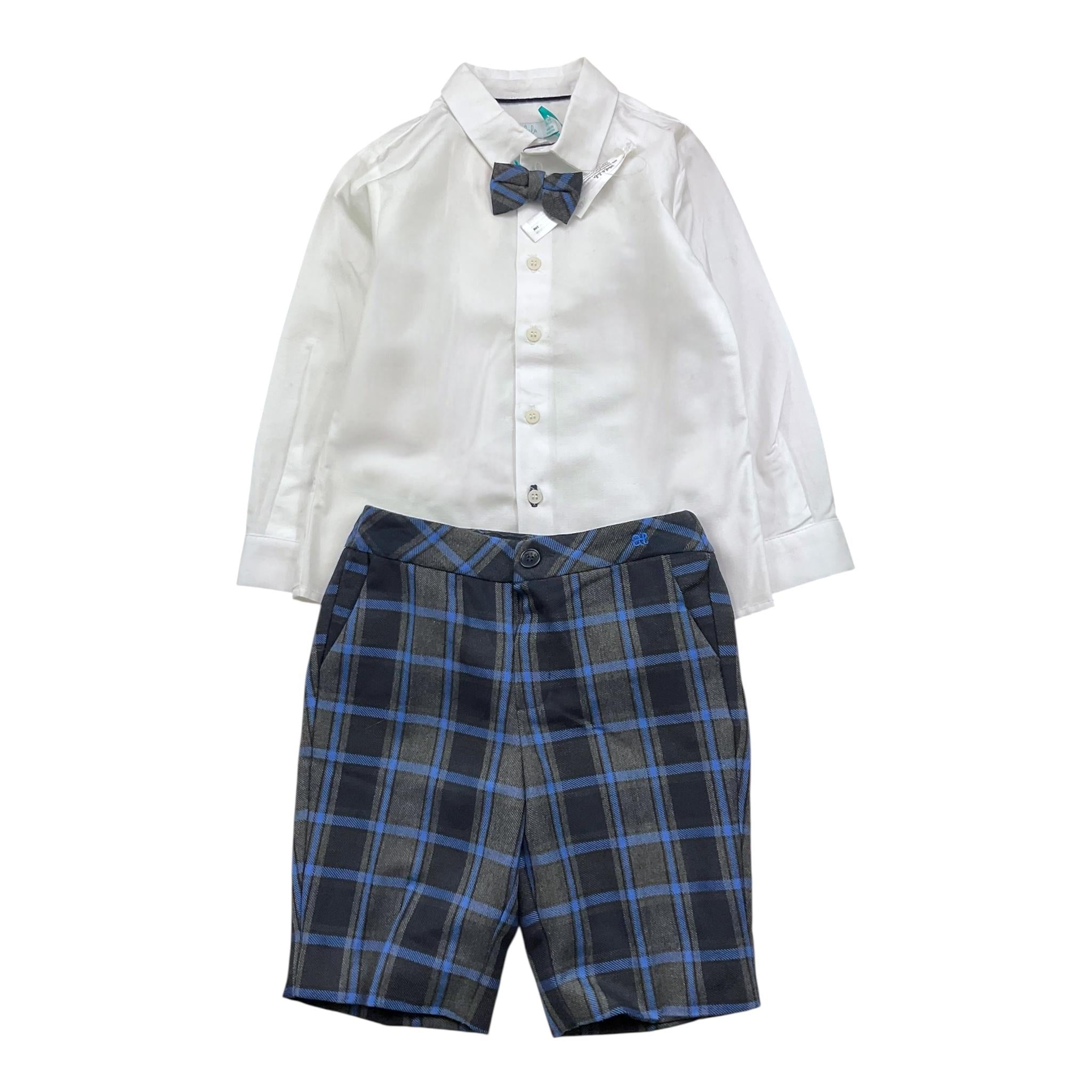 ABEL & LULA completo 3pz papillons-camicia-bermuda bicolore Bianco per Neonato 5756N BIANCO ABEL & LULA 