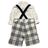 Carlo Pignatelli 3 Piece Set Shirt-Dungarees-Bow Tie White/Blue For Newborn