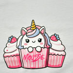 Mousse T-Shirt Girocollo Tinta Unita con Stampa per Neonata UNILEOON BIANCO MOUSSE 
