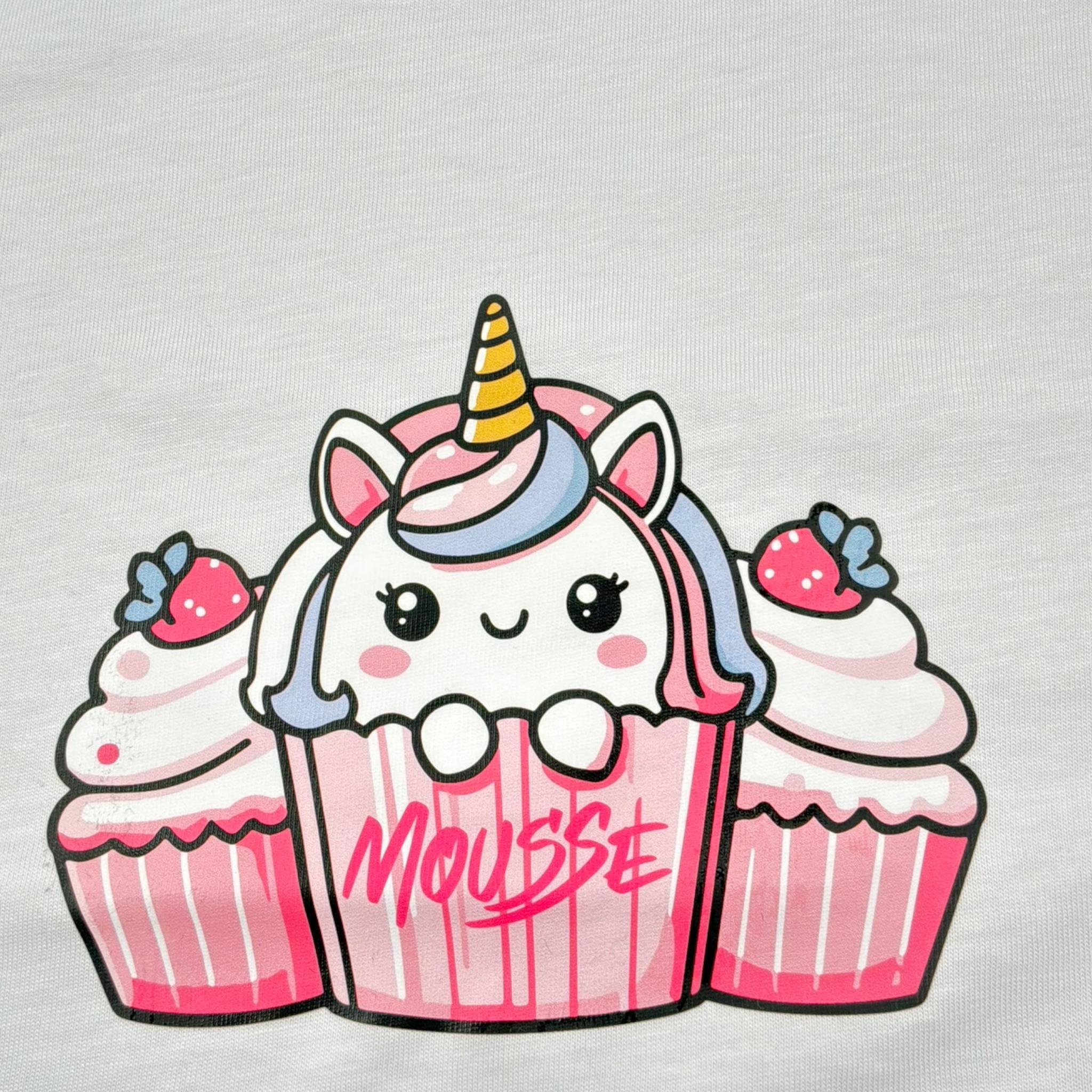 Mousse T-Shirt Girocollo Tinta Unita con Stampa per Neonata UNILEOON BIANCO MOUSSE 