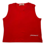 Hinnominate Solid Color Red Print Crew Neck Tank Top for Girls