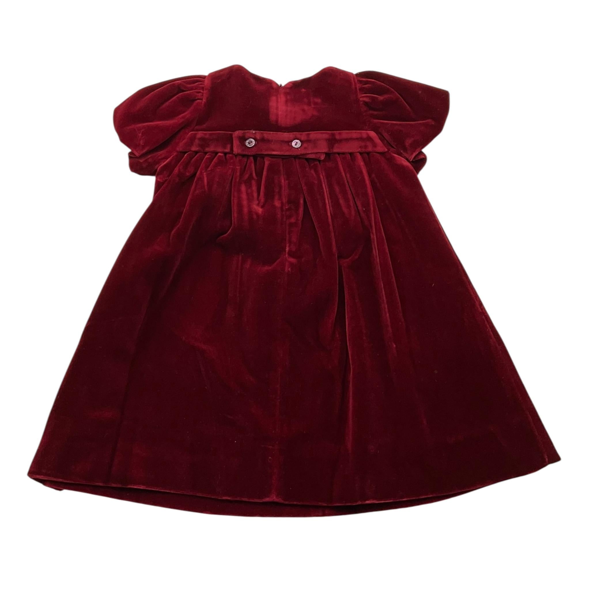 LA STUPENDERIA abito mezza manica tinta unita cn fiocco in velluto Rosso per Neonata CBAB62V14 ROSSO LA STUPENDERIA 