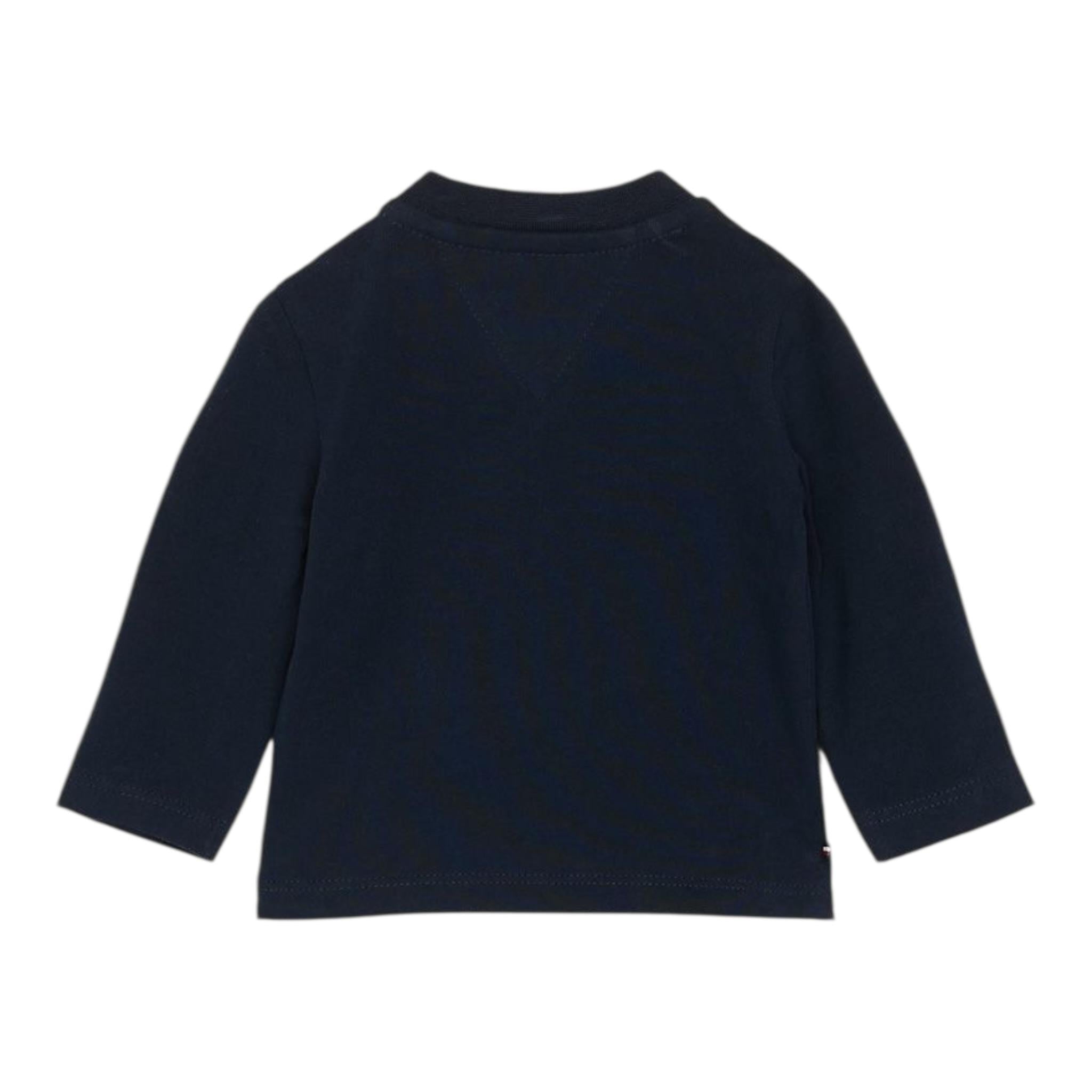 Tommy Hilfiger Shirt Girocollo Tinta Unita con Stampa per Neonato KN0KN01965 BLU TOMMY HILFIGER 