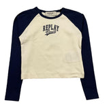 REPLAY shirt girocollo tinta unita con maniche in contrasto Panna per Bambina SG7150 PANNA REPLAY 
