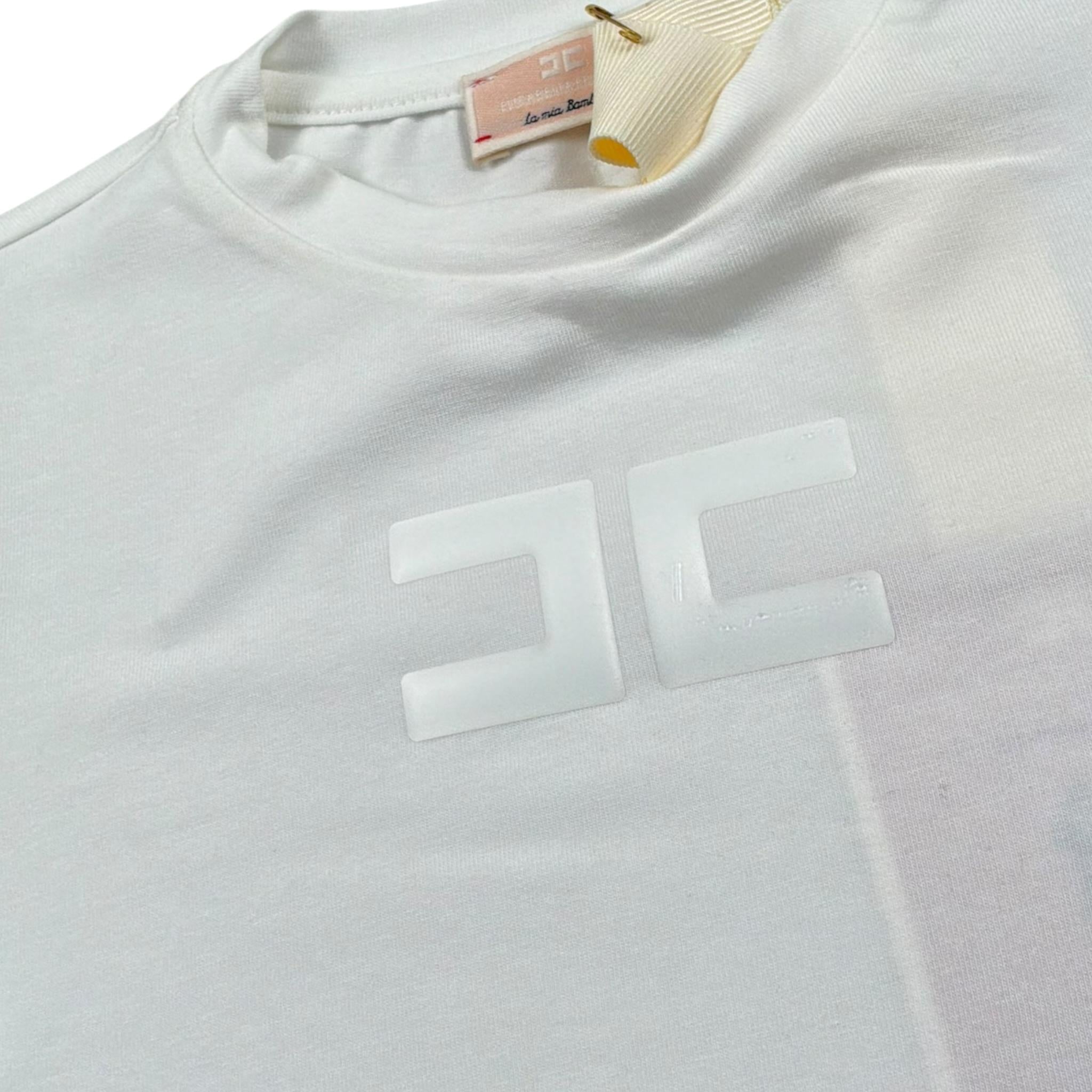 Elisabetta Franchi T-Shirt Girocollo Tinta Unita con Stampa per Bambina EGTS091 BIANCO ELISABETTA FRANCHI 