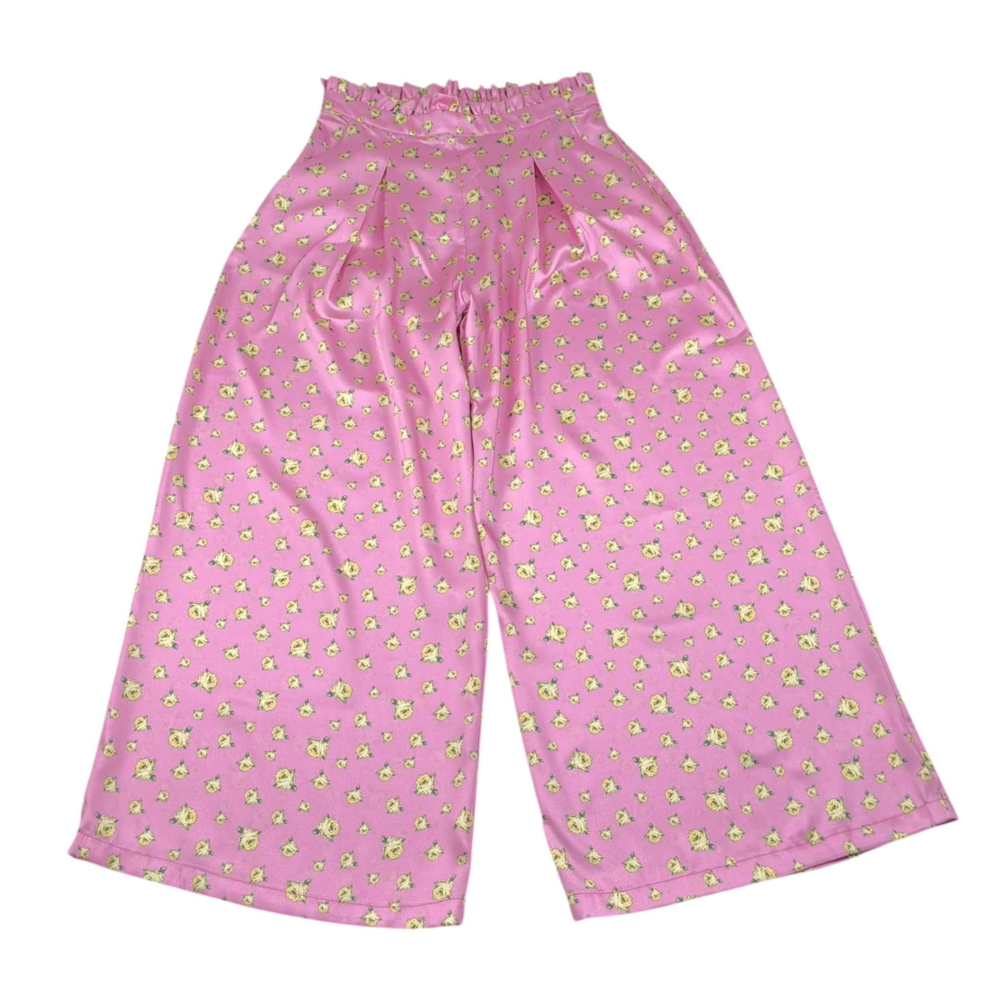 Lu Lu By Miss Grant Pantalone Tinta Unita con Fantasia Fiori per Bambina LL3666 ROSA LU LU BY MISS GRANT 