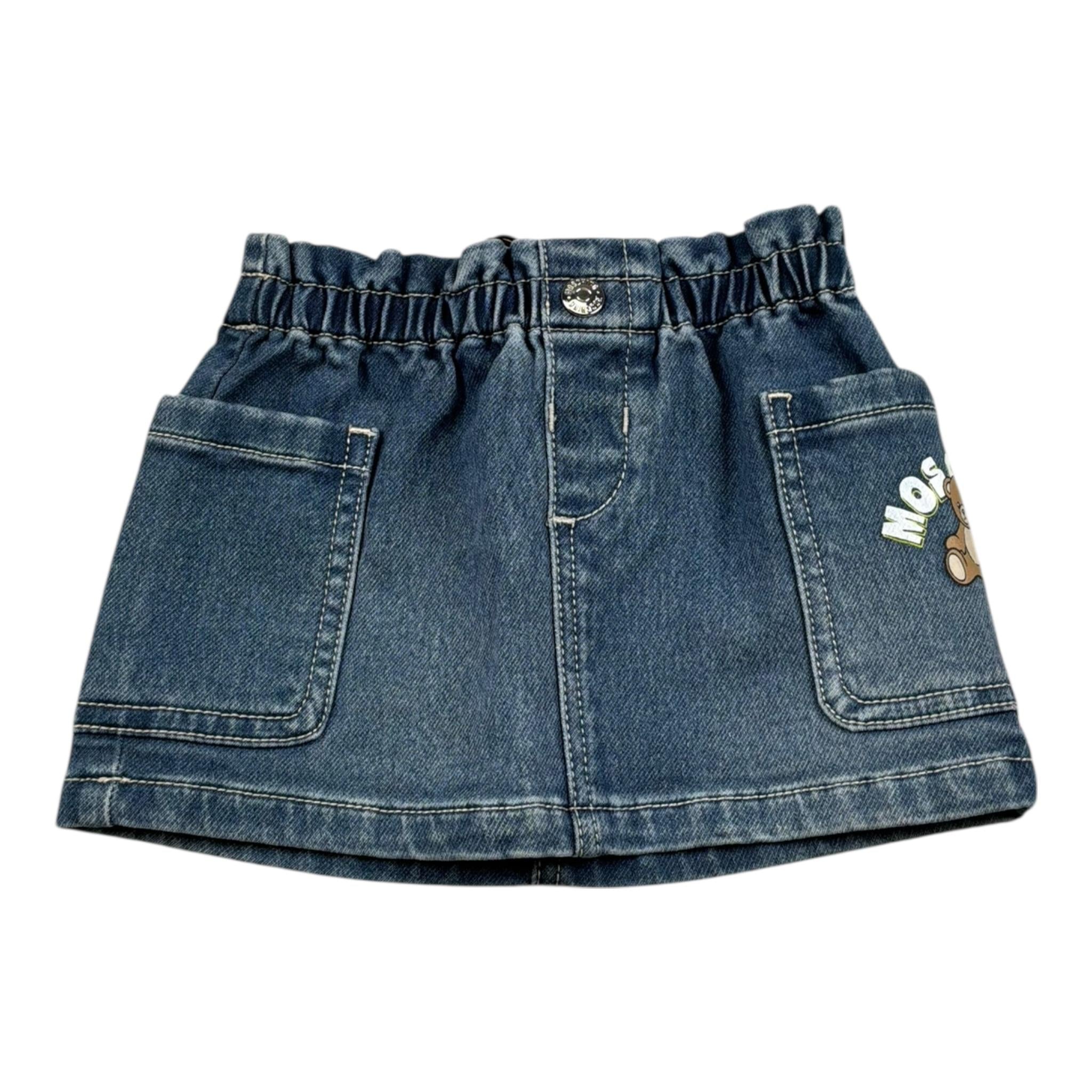 Moschino Gonna Tinta Unita In Denim per Neonata MAJ019 BLU MOSCHINO 