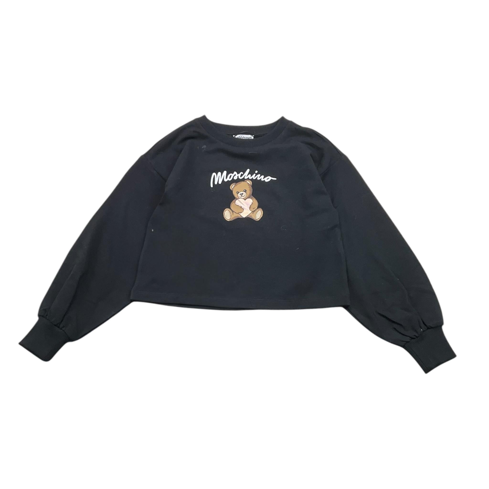 MOSCHINO felpa tinta unita girocollo con stampa Nero per Bambina HDF06E NERO MOSCHINO 