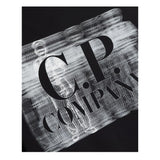 CP Company Solid Color Crew Neck T-Shirt with Black Logo Print for Kids