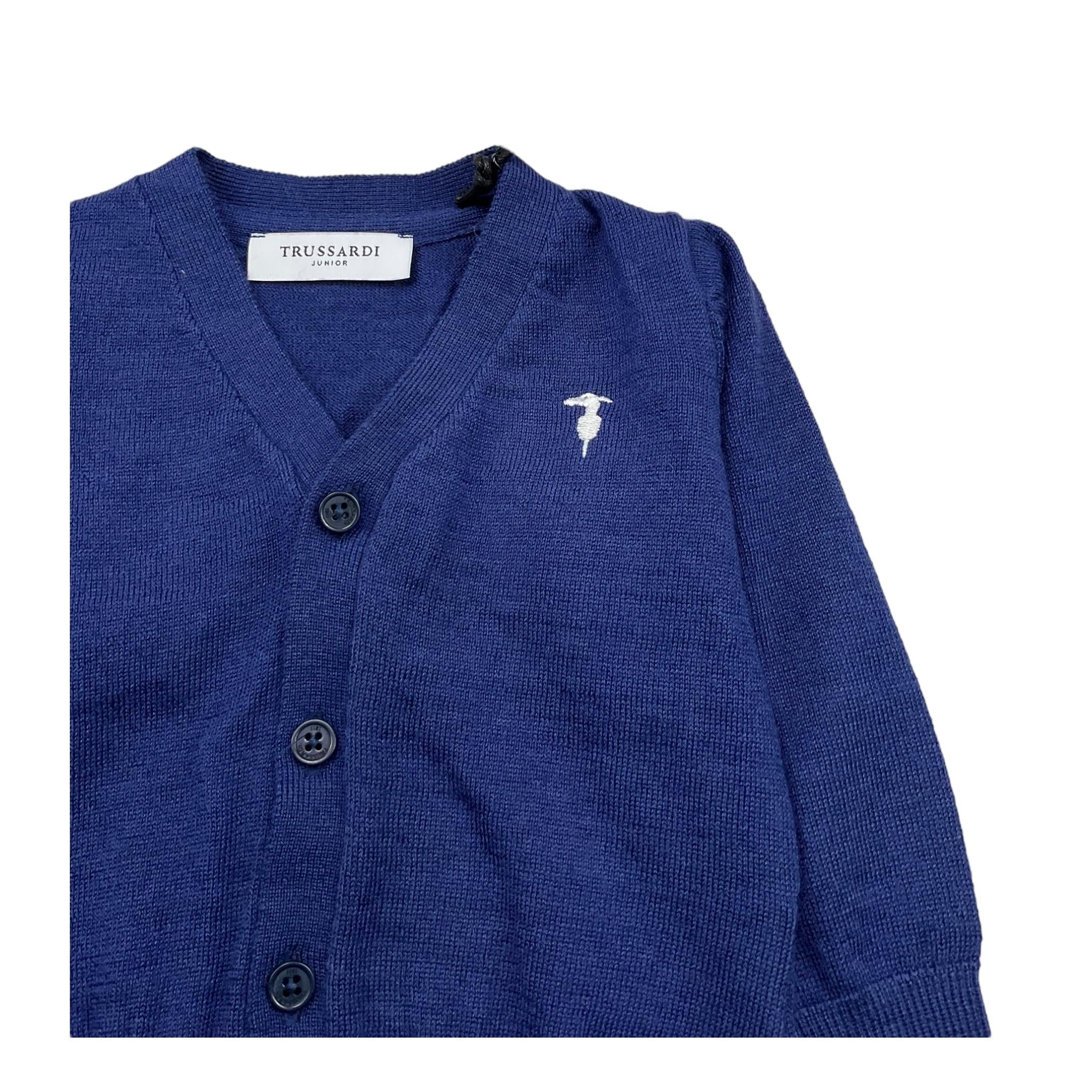 TRUSSARDI cardigan tinta unita con logo Blu per Neonato TIA25021 BLU TRUSSARDI 