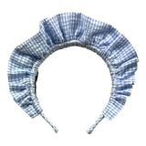 Simonetta Plain Headband Blue Check Pattern For Girls