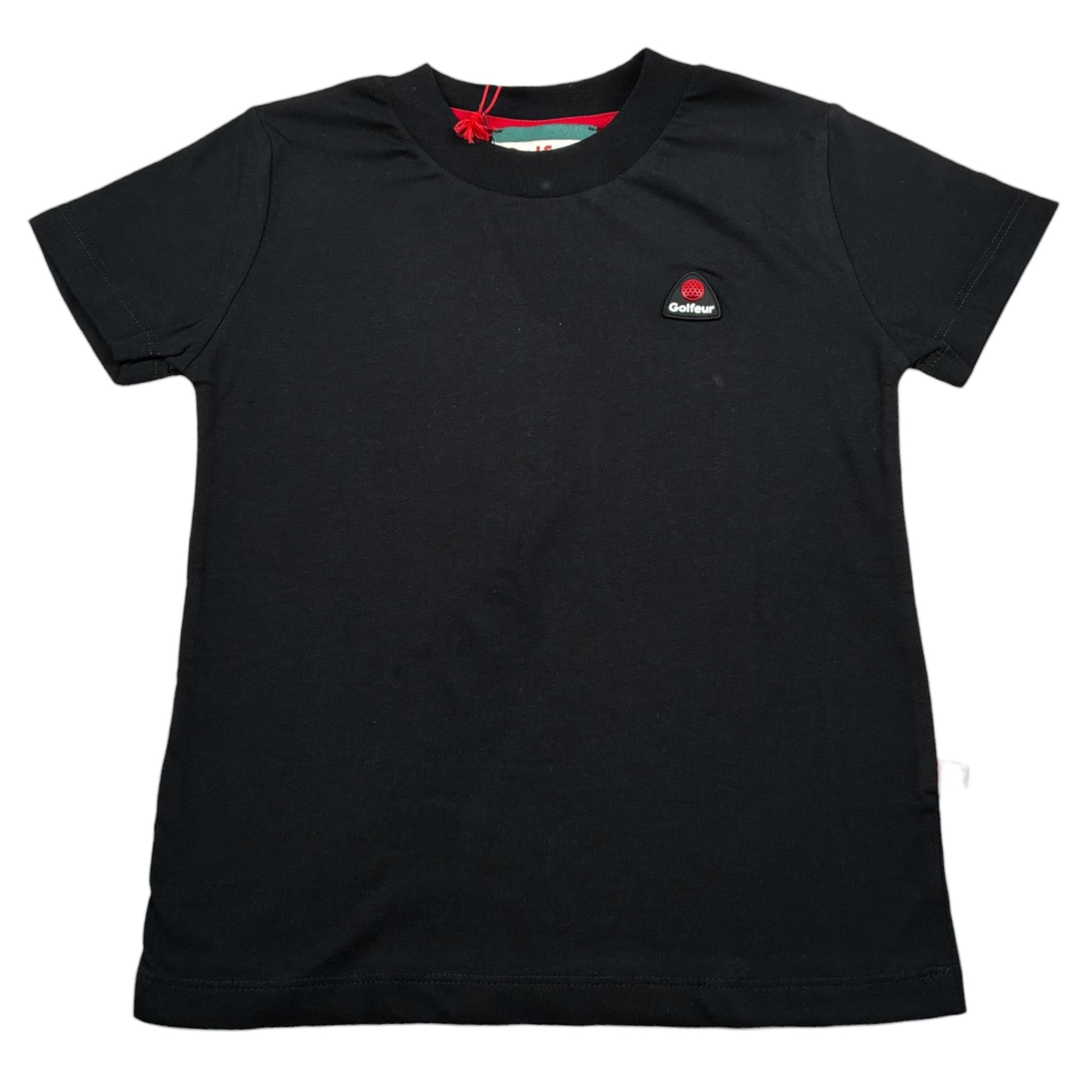 Golfeur Tshirt Girocollo tinta unita con Logo Nero per Bambino S5GKJBTH002 NERO GOLFEUR 