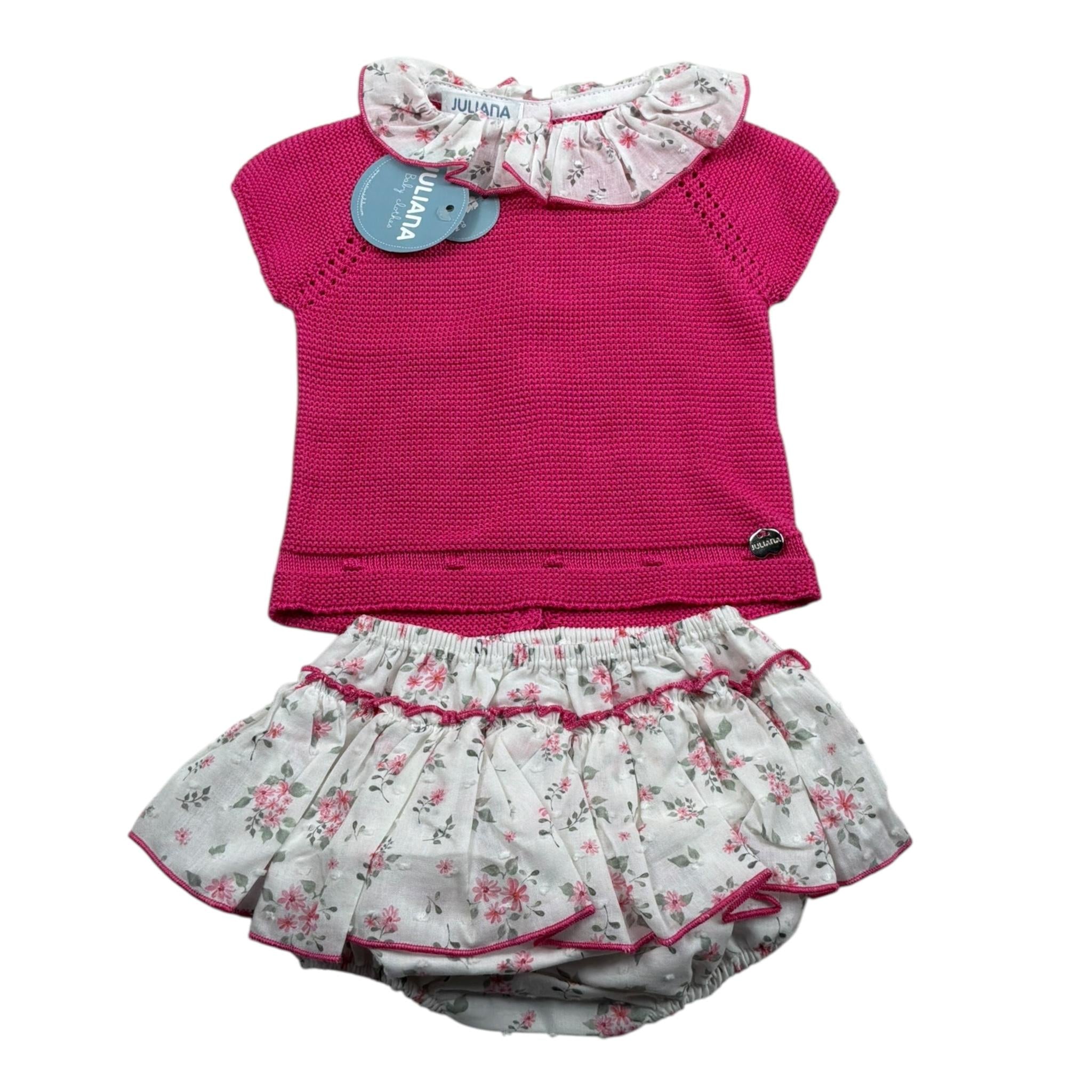 Juliana Completo 2 Pezzi T-Shirt In Maglia-Culotte per Neonata 25089 FUXIA JULIANA 