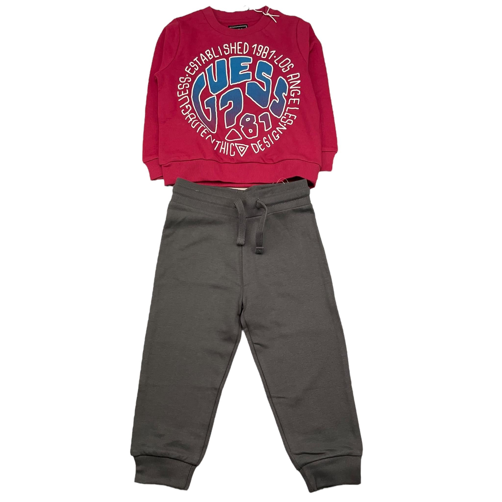 GUESS completo 2 pezzi felpa-pantalone bicolore Fuxia/grigio per Neonata N4YG08AKA6R3 FUXIA/GRIGIO GUESS 